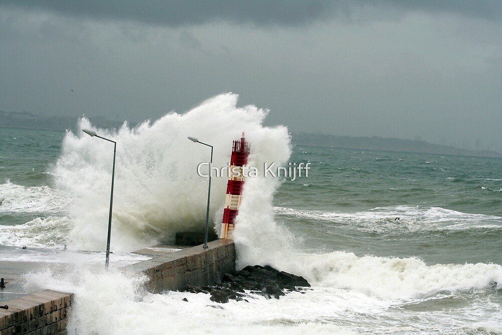 "Portugal storm waves over a lighthouse." by Christa Knijff | Redbubble