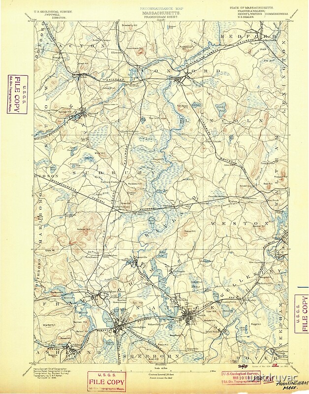 "Massachusetts USGS Historical Topo Map MA Framingham 352659 1894 62500