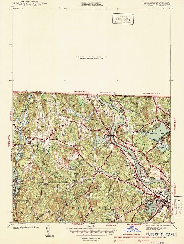 "Massachusetts USGS Historical Topo Map MA Tyngsboro 352268 1941 31680