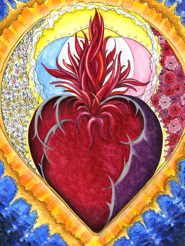 “Sacred Heart and Three Fold Flame” by Julie Howell | Redbubble