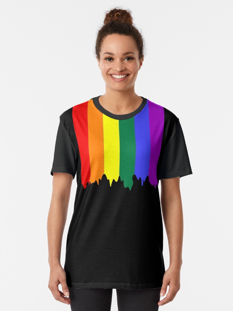 LGBT Gay Pride Rainbow Drip Paint T Shirt By Ricaso Redbubble