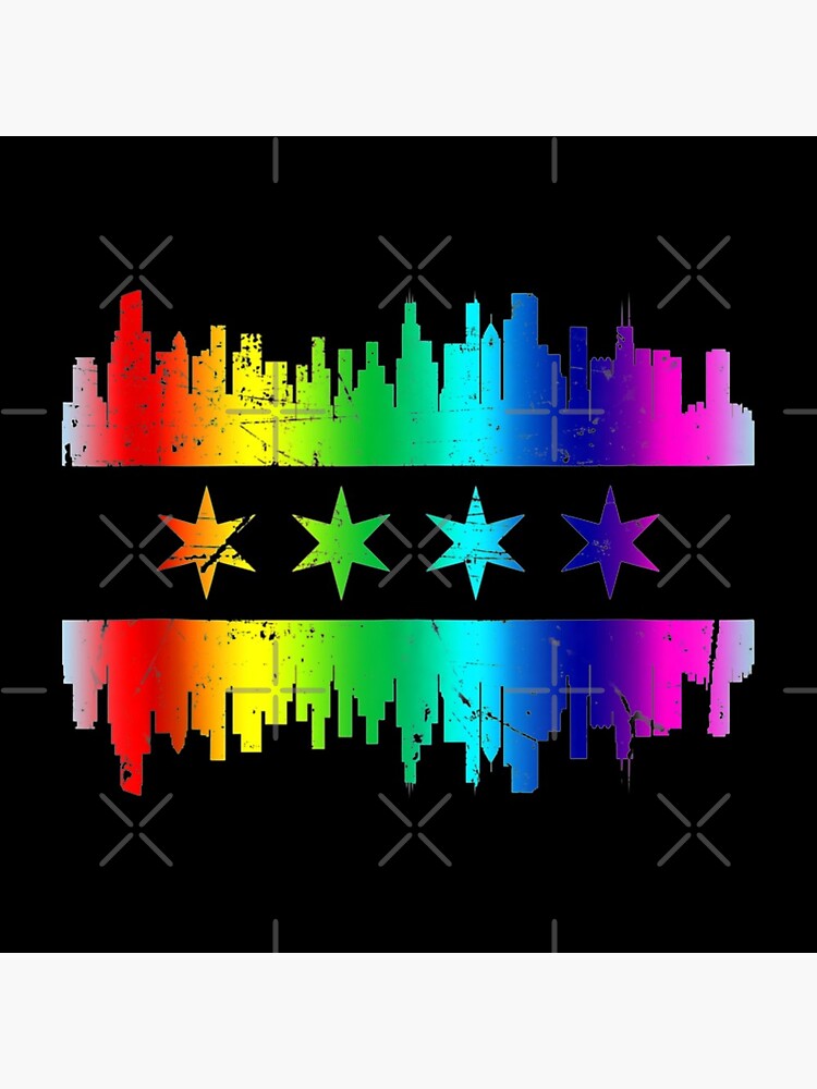 Chicago Flag LGBT Gay Pride Cute LGBT Rainbow Coasters Set Of 4 For