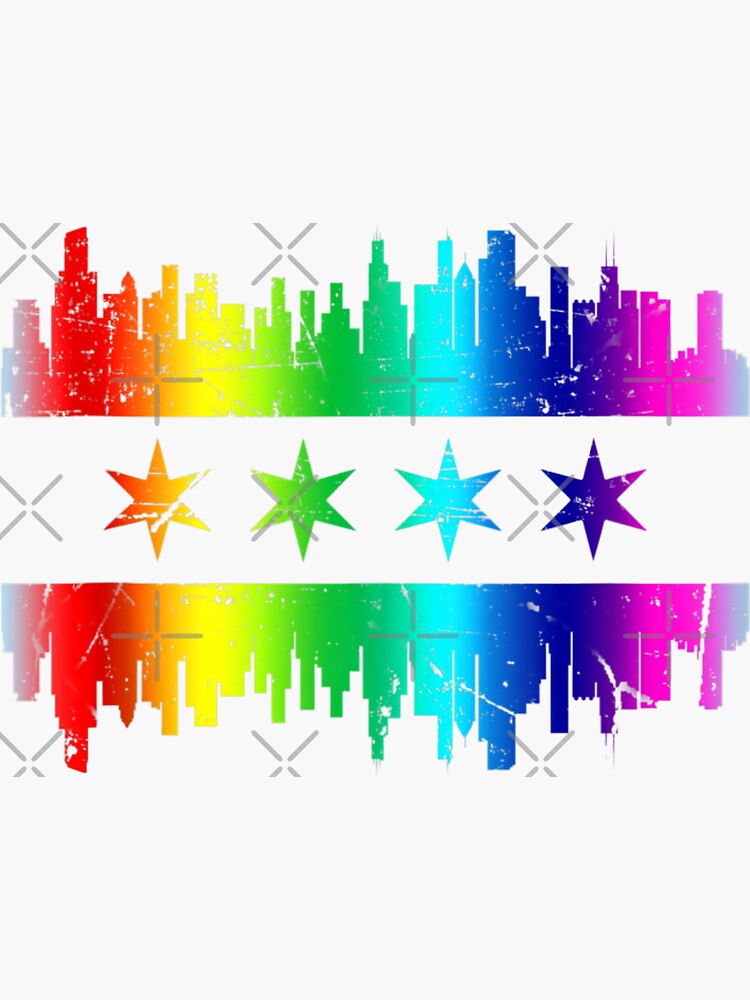 Chicago Flag Lgbt Gay Pride Cute Lgbt Rainbow Sticker By Angelking