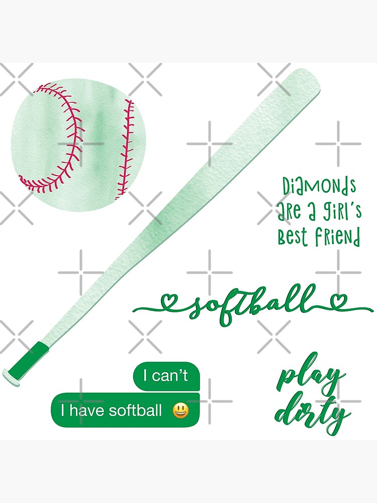 Kelly Green Watercolor Softball Sticker Pack Poster By The Goods