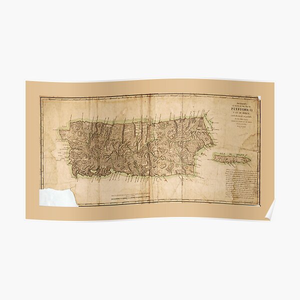 Map Of Puerto Rico 1791 Poster By Allhistory Redbubble