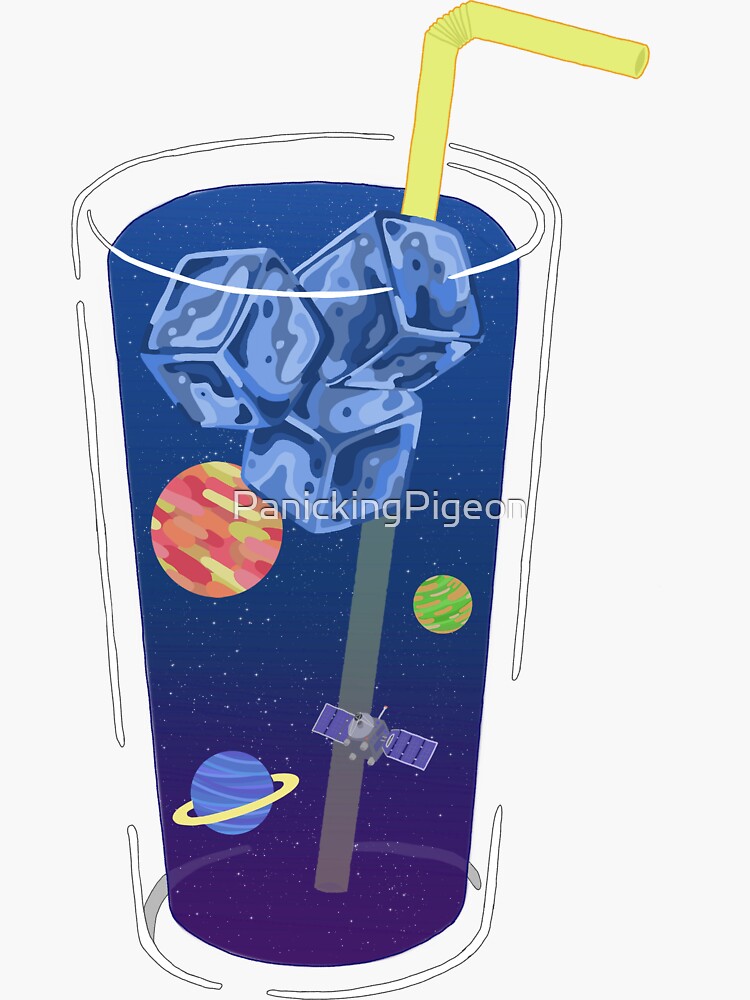 Space Drink Sticker For Sale By Panickingpigeon Redbubble