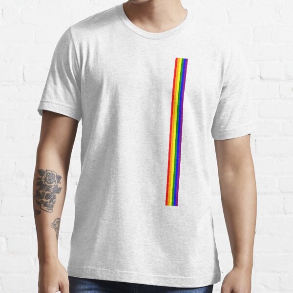 Gay Pride LGBT Subtle Rainbow Stripe Vertical Flag Print T Shirt By