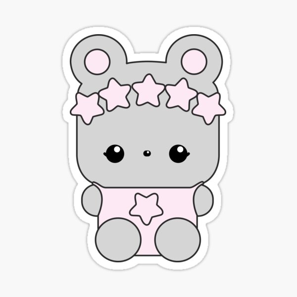 Teddy Bear In Pink Star Suit With Pink Star Crown Sticker For Sale By