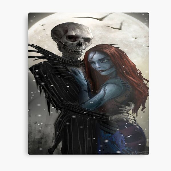 Jack And Sally In The Moonlight Metal Print By AceSoulChance Redbubble