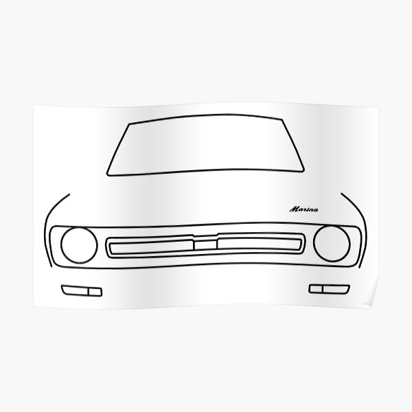 Morris Marina Classic Car Outline Graphic Black Poster For Sale By