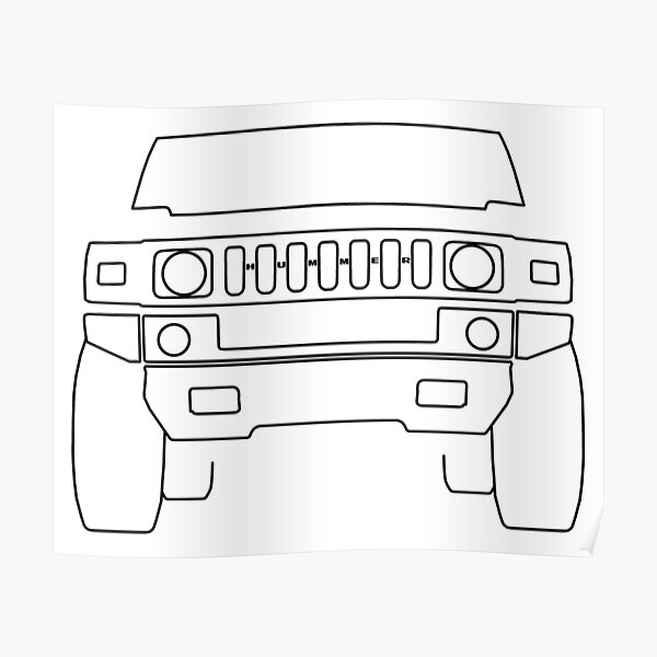 Hummer H Suv Outline Graphic Black Poster For Sale By