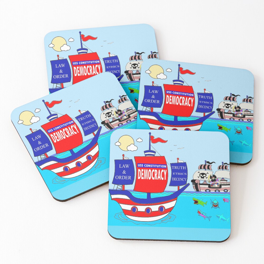 Pirates Of Democracy Coasters Set Of By Esprit Mystique Redbubble