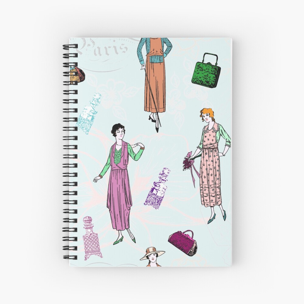 Cuaderno De Espiral Vintage Par S Damas Moda Vector De Patrones Sin