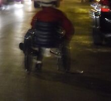 TEMP 19 woman in wheel chair in street panhandling by activtist