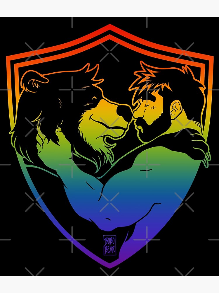 Adam And Bobo Like Cuddles Gay Pride Lineart Poster By Bobobear