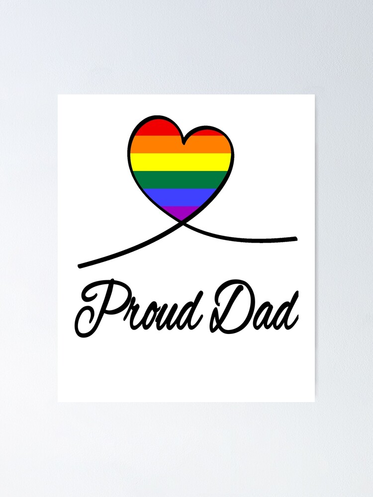 Proud Dad LGBT Gay Pride Month Rainbow Flag Poster By Artbypond