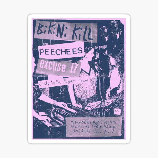 Bikini Kill Concert Poster Sticker For Sale By Raggedy Wands Redbubble