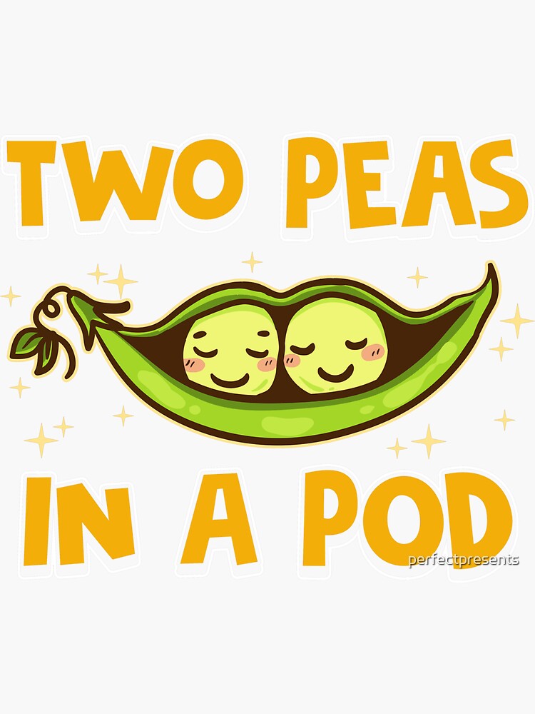 Cute Funny Two Peas In A Pod Adorable Food Pun Sticker By