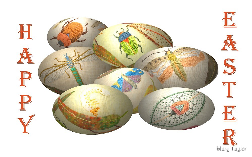 "Embroidered Australian Easter Eggs, Happy Easter" by Mary Taylor Redbubble