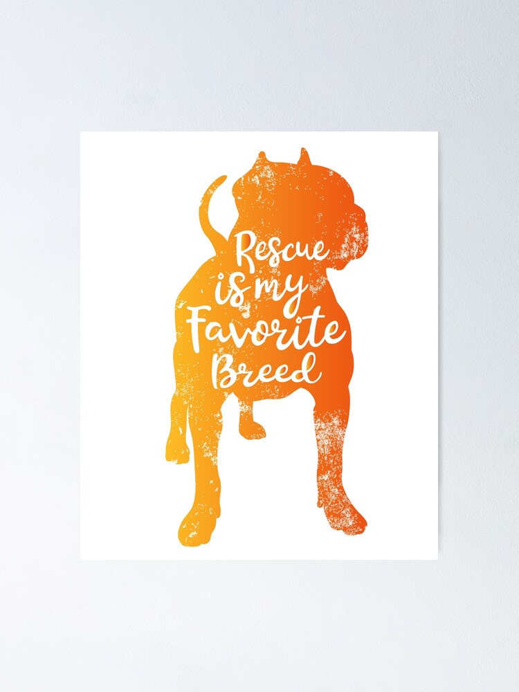 Rescue Is My Favorite Breed Pitbull Poster By Avery Navy Redbubble