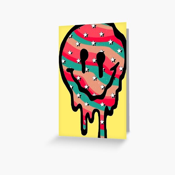 Drippy Smiley Face Greeting Card For Sale By Lolsammy910 Redbubble