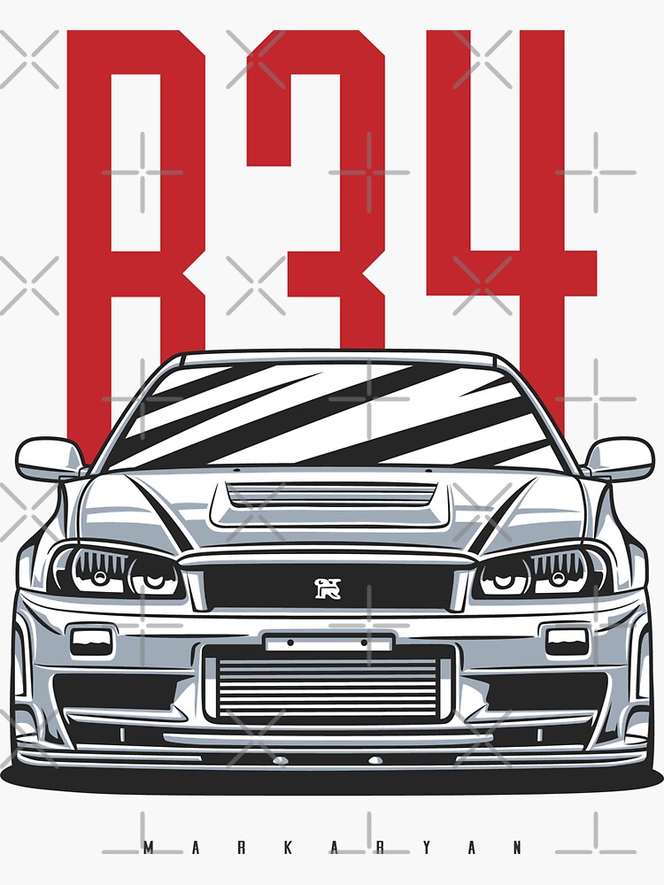 Skyline R34 GTR Sticker For Sale By OlegMarkaryan Redbubble