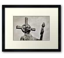 Statue of St Cuthbert - Lindisfarne Priory Framed Print