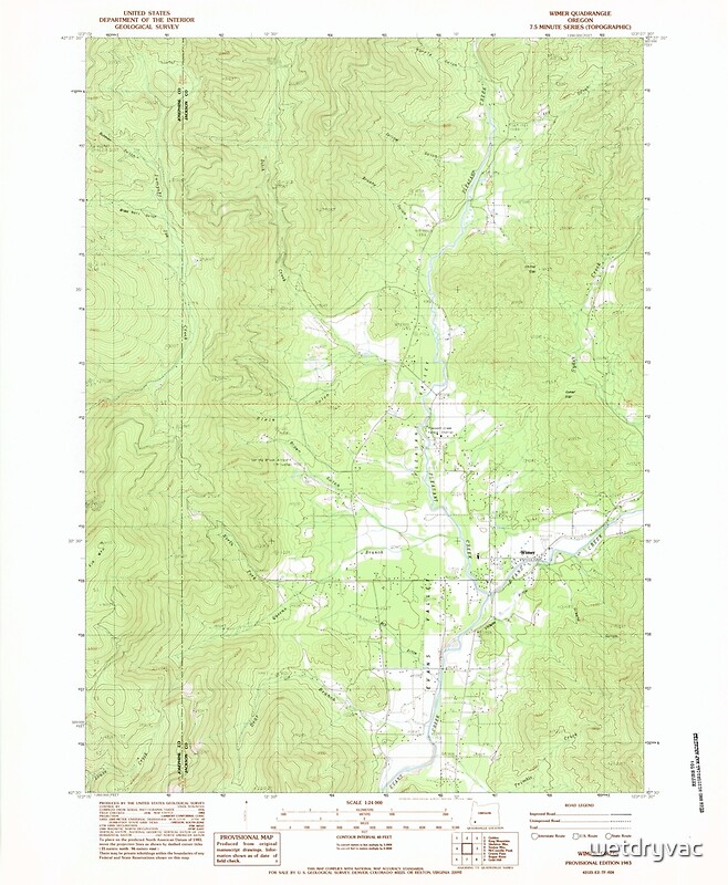"USGS Topo Map Oregon Wimer 282113 1983 24000" Posters by wetdryvac