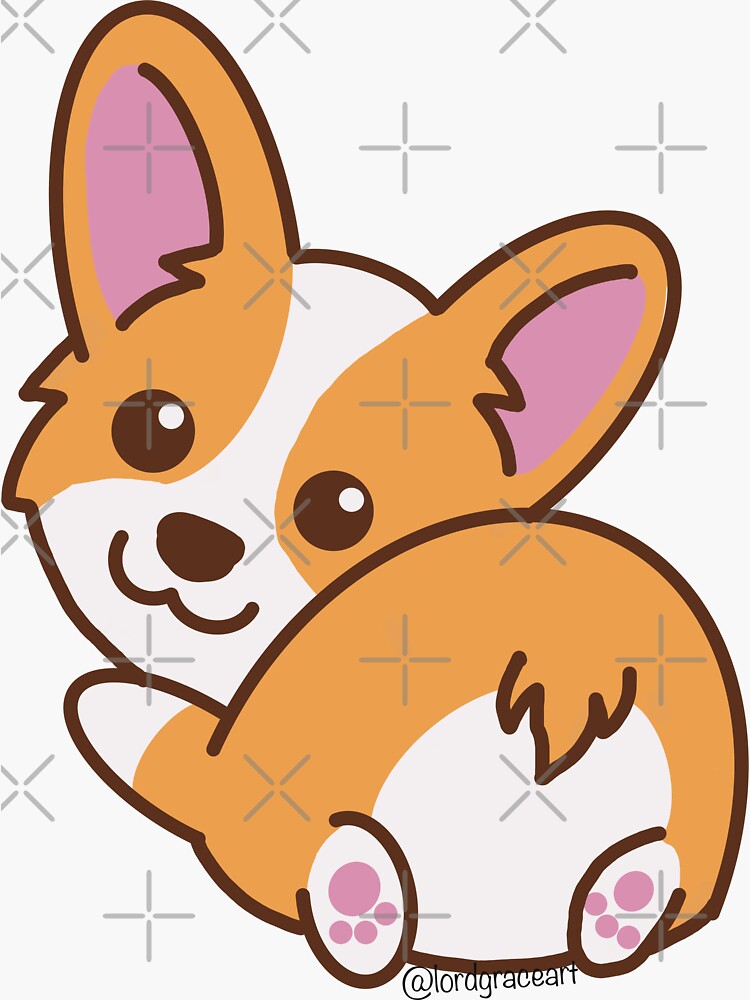 Cute Corgi Butt Sticker By LordGraceArt Redbubble