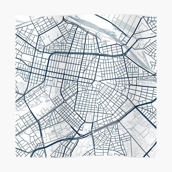 Sofia Karte Stadtplan Dunkelblau Poster Von Spaces Redbubble