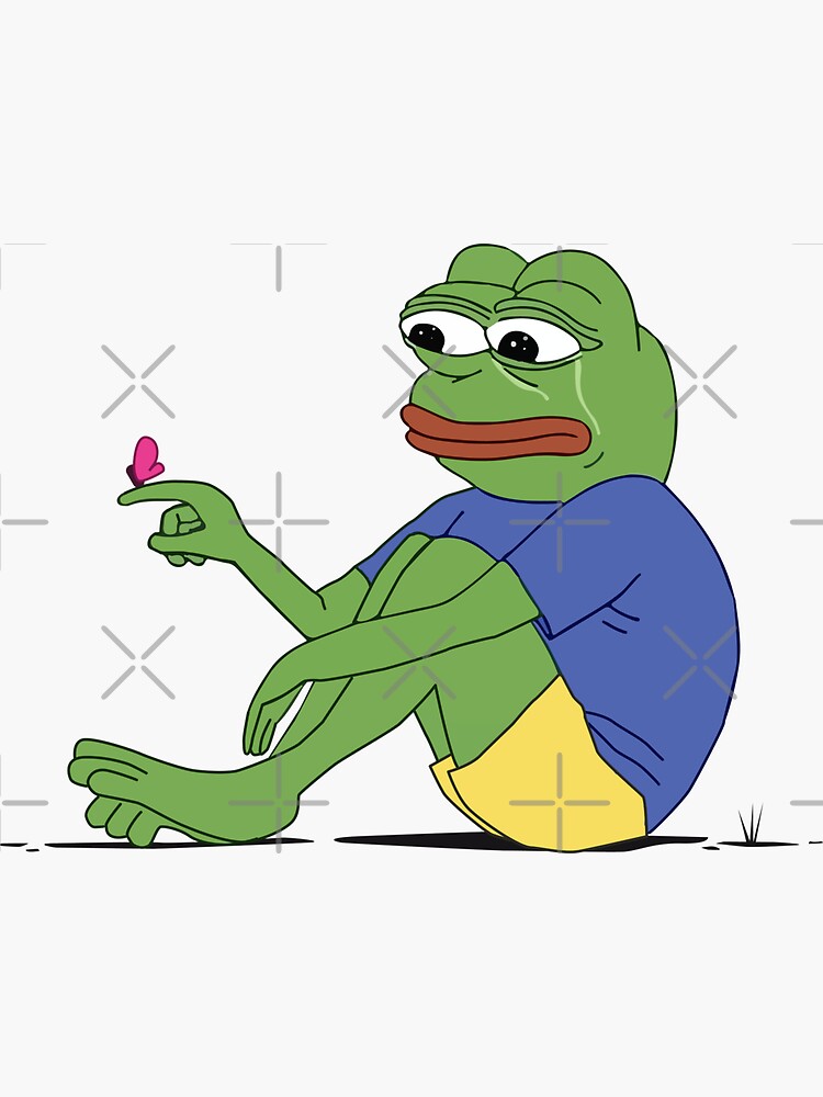 Pepe The Frog Meme Sad Crying Pepethefrog With Butterfly Landing On