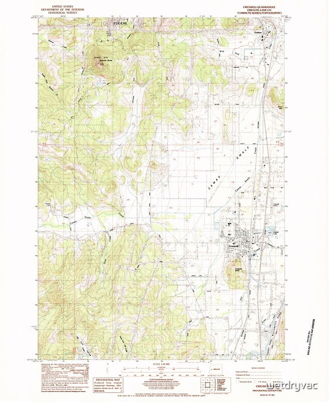"USGS Topo Map Oregon Creswell 279519 1984 24000" Posters by wetdryvac