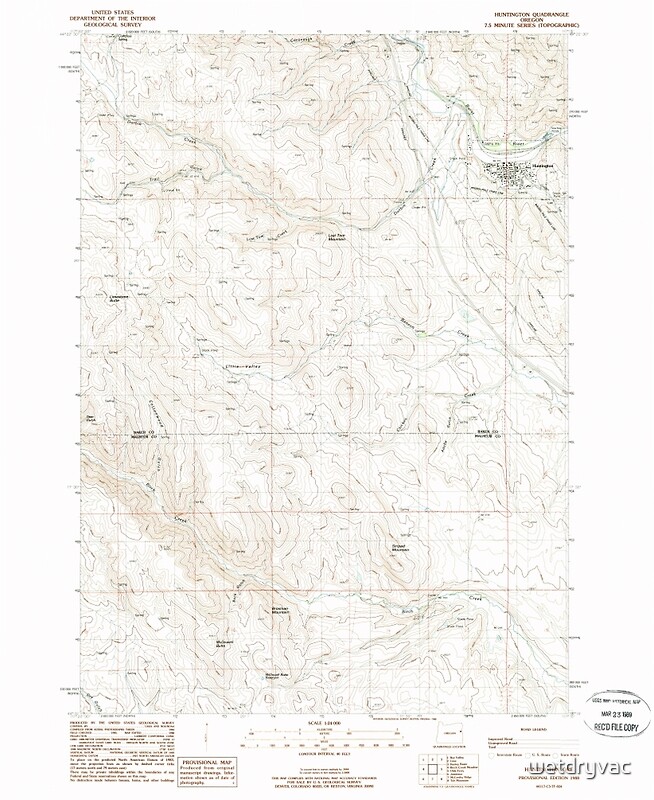 "USGS Topo Map Oregon Huntington 280265 1988 24000" Posters by