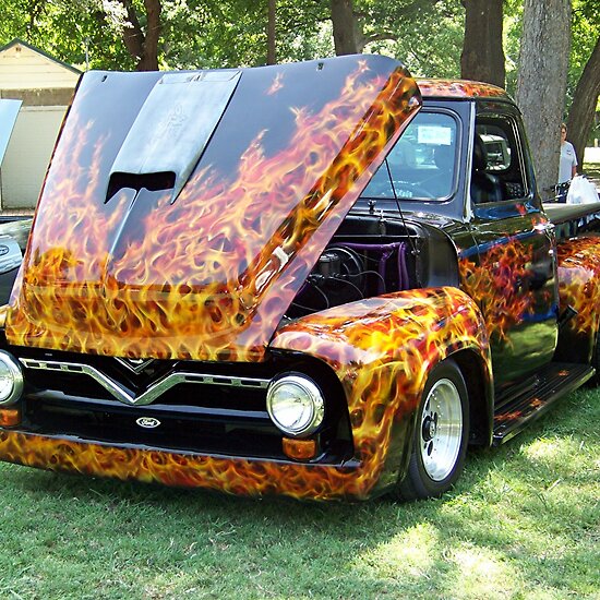 ford truck wallpaper. Flaming Hot 1956 Ford Truck by