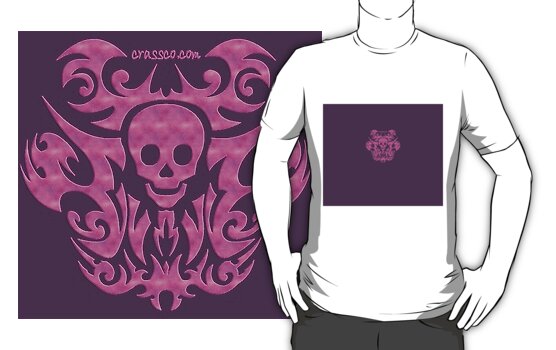 Tshirt: skull tattoo pink zoom in Previews based on large size, adjust brain 