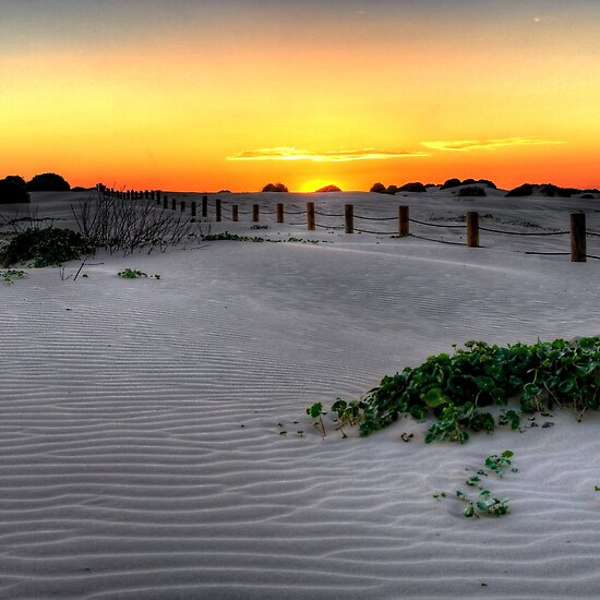 Dusk over Birubi Beach Sand beach sand dunes. Dusk over Birubi Beach Sand