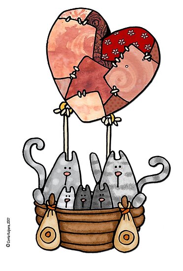 kitties in love. Kitty love balloon by Corrie