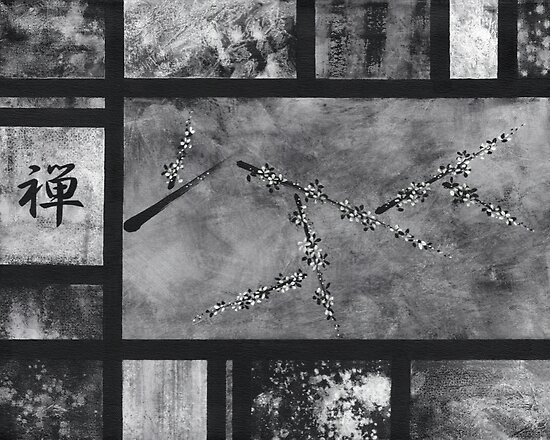 cherry blossom japanese art. Black and White Cherry Blossom