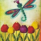 Dragonfly & Tulips by sandygrafik