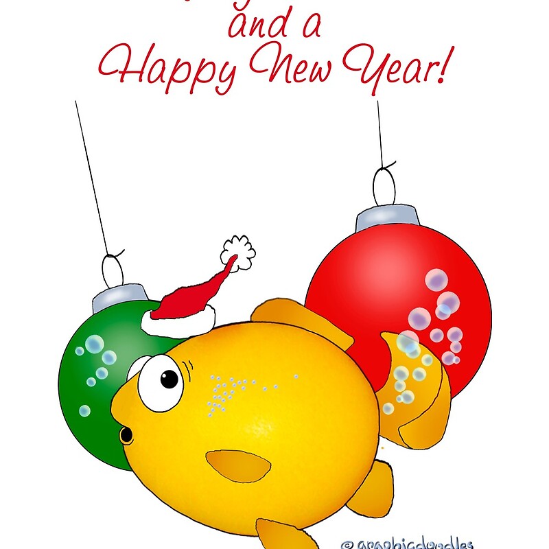 goldfish cartoon image. Christmas Goldfish cartoon