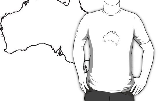 white tee shirt outline. Tshirt: Australia Outline T-