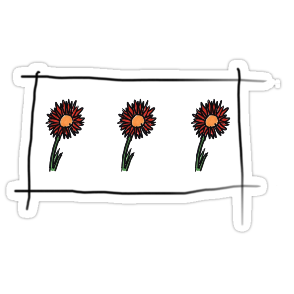 cartoon flowers pictures. Sticker: Three cartoon flowers