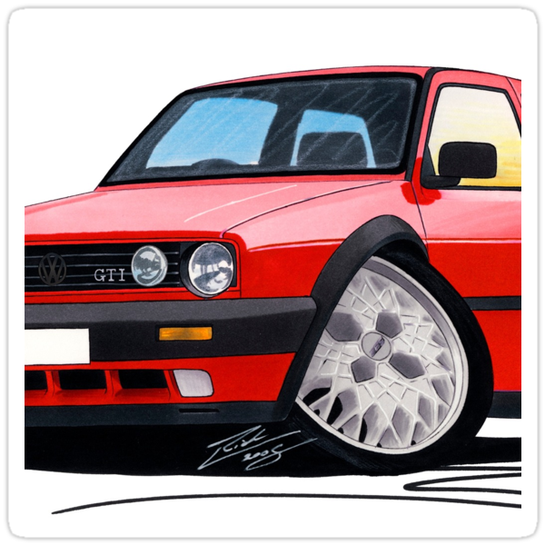 vw golf gti mk2. Sticker: VW Golf GTi (Mk2) Red
