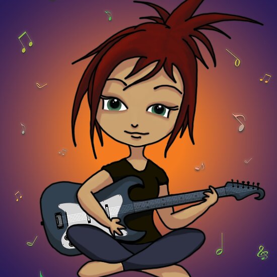 Cartoon Girl Guitar. This girl loves to rock!