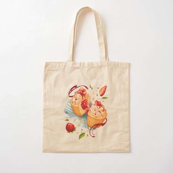Strawberry Balsamic Cupcake Cotton Tote Bag