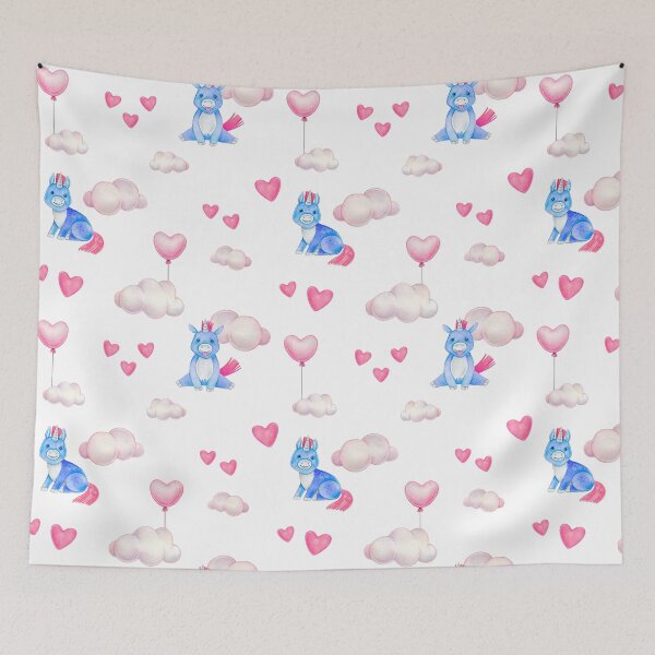 Item preview, A cloudy unicorn filled night sky designed and sold by ECLECTICimprint.