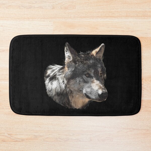 Item preview, Wolf head side canvas pattern, beautiful animal prints, pretty wolves designed and sold by Kirei-Lily.