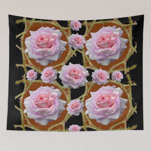 Item preview, PINK ROSES  ART ROSE BRAMBLES ART BLACK COLORED ART designed and sold by sharlesart.