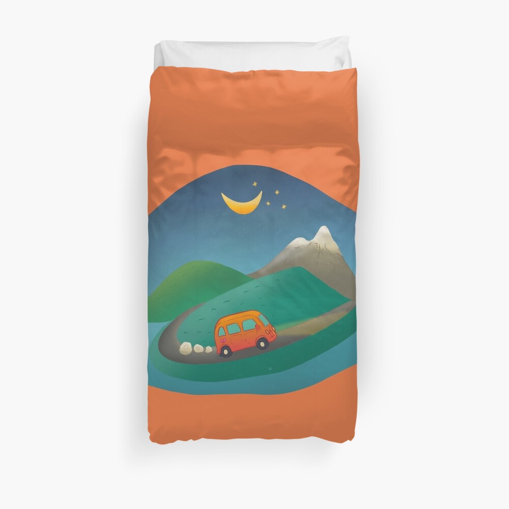 Driving in the mountains illustration Duvet Cover