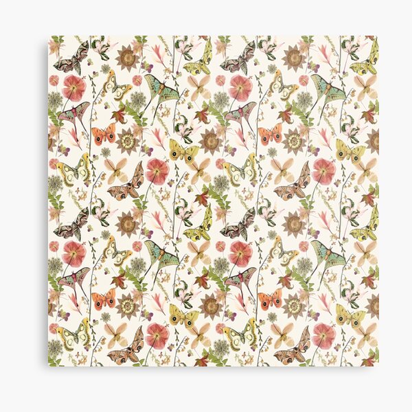 Moths and Wild Flowers Metal Print